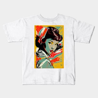 Vintage asian woman in pop-art style Kids T-Shirt